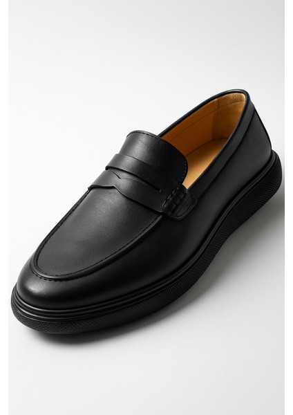 Bağcıksız Siyah Deri Erkek Ayakkabı