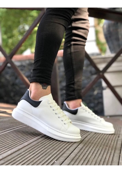 BA0547 Boa Kalın Yüksek Taban Beyaz Siyah Bağcıklı Spor Erkek Ayakkabı (Byr) fiyatları