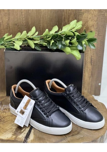 Günlük Siyah Klasik Suni Deri Sneaker Erkek Spor Ayakkabısı