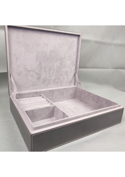 Gri Kapaklı Büyük Takı ve Mücevher Kutusu, Şık ve Fonksiyonel Saklama Çözümü indirimleri