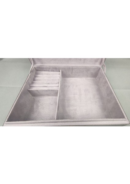 Gri Kapaklı Büyük Takı ve Mücevher Kutusu, Şık ve Fonksiyonel Saklama Çözümü