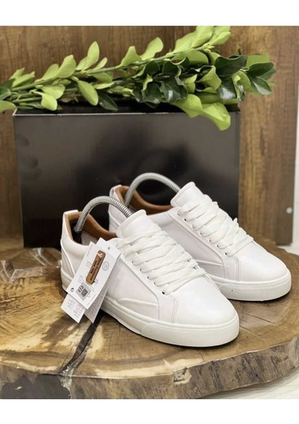 Günlük Beyaz Klasik Suni Deri Sneaker Erkek Spor Ayakkabısı
