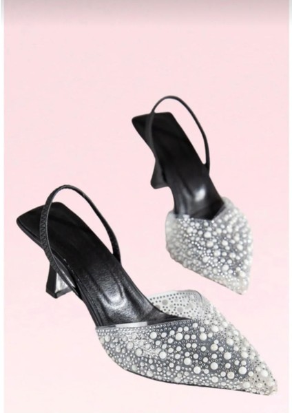 Şeffaf Inci Detaylı Topuklu Ayakkabu fiyatları