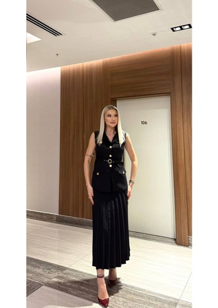 Atlas Kumaş Yelek Etek Kemer Üçlü Takım Klasik Takım Takım modelleri