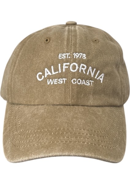 Vintage Görünümlü Unisex Lüks Yıkamalı Nakışlı Şapka - Vizon