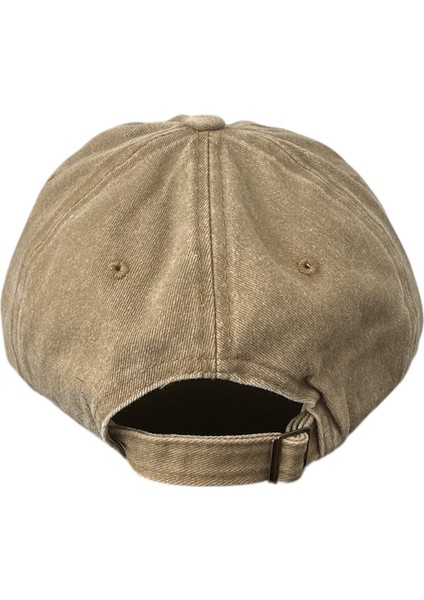 Vintage Görünümlü Unisex Lüks Yıkamalı Nakışlı Şapka - Vizon modelleri