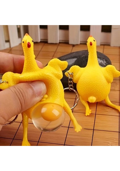 2 Adet Yumurtlayan Tavuk Anahtarlık Oyuncağı Yeni Nesil Anahtarlık Çanta Aksesuarları
