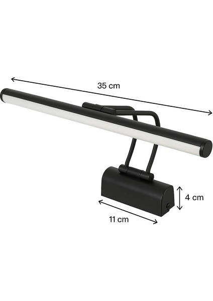 Yerli Üretim Dekoratif 7W Kuğu 35CM Aplik ( Duvar, Resim, Tablo,banyo Dolap Üstü, Ayna Üstü..) Siyah Sarı Işık 3200K Hareketli Aşağı-Yukarı Döndürme, Led Işıklı , Kablolu Elektrikli fiyatları