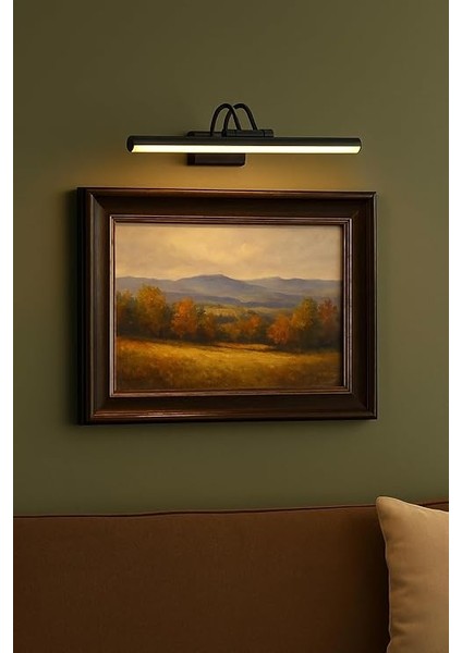 Yerli Üretim Dekoratif 7W Kuğu 35CM Aplik ( Duvar, Resim, Tablo,banyo Dolap Üstü, Ayna Üstü..) Siyah Sarı Işık 3200K Hareketli Aşağı-Yukarı Döndürme, Led Işıklı , Kablolu Elektrikli