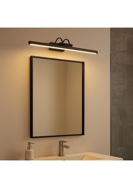 Yerli Üretim Dekoratif 7W Kuğu 35CM Aplik ( Duvar, Resim, Tablo,banyo Dolap Üstü, Ayna Üstü..) Siyah Sarı Işık 3200K Hareketli Aşağı-Yukarı Döndürme, Led Işıklı , Kablolu Elektrikli
