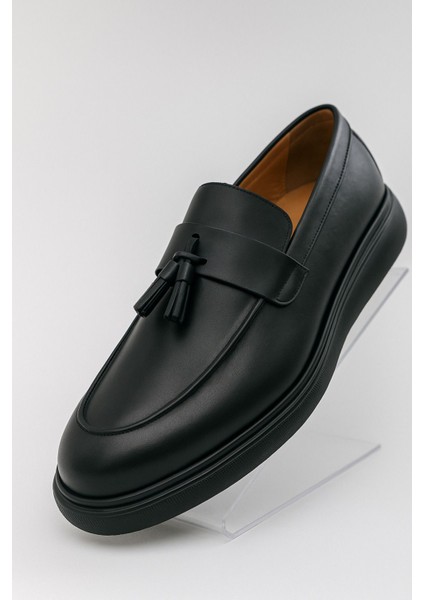 Bağcıksız Siyah Deri Erkek Ayakkabı