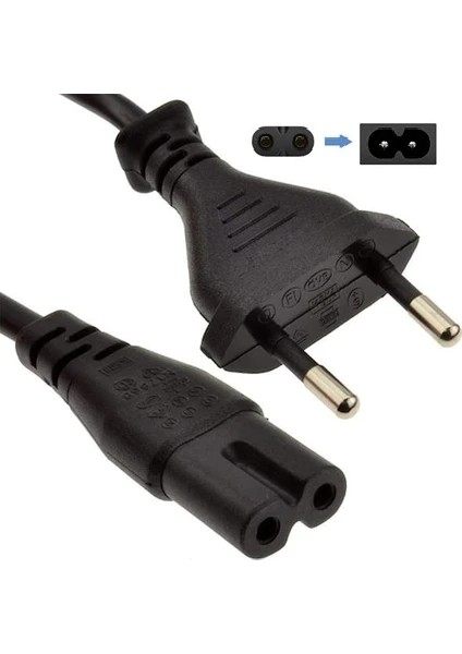 Radyo Teyp Yazıcı Elektrik Power Güç Kablosu Fişi Ps2/3/4 2 Pin C7 (1.5 Metre) fiyatları