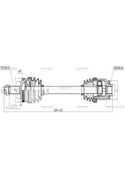 02085 Aks Komple On Tucson 04>10 Dızel A-T Sag 4x4 2.0 Abslı 48 Dıs 609MM
