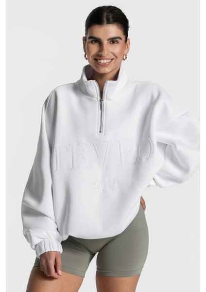 Yarım Fermuarlı Üç İplik Oversize Sweatshirt fiyatları
