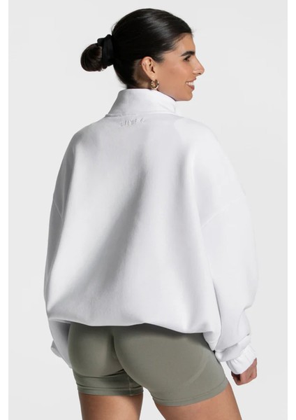 Yarım Fermuarlı Üç İplik Oversize Sweatshirt modelleri