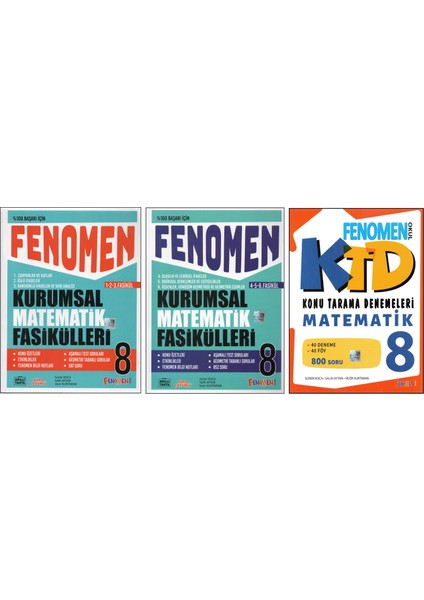 Fenomen 8.sınıf Kurumsal Matematik Fasikülleri+Matematik Konu Tarama Denemeleri (3 Kitap)