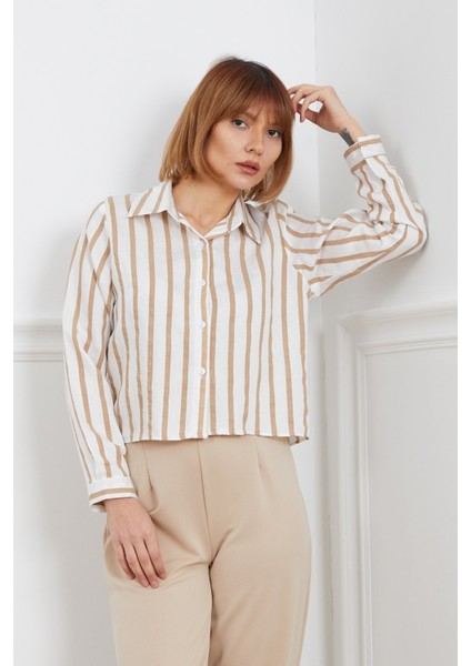 Çizgili Crop Gömlek