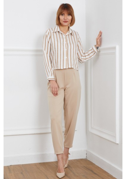 Çizgili Crop Gömlek fiyatları