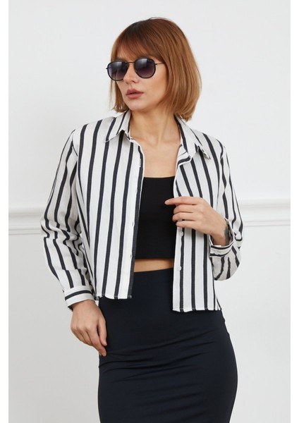 Çizgili Crop Gömlek fırsatları