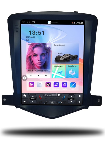 Chevrolet Cruze Tesla Ekran Android Carplay Multimedya 2007-2012 6gb Ram + 128GB Hafıza + 8 Çekirdek