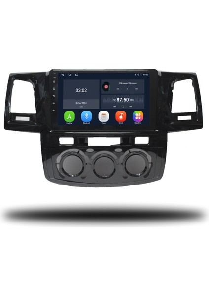 Toyota Hilux Android Carplay Multimedya 2005-2008 Manuel Klima 6gb Ram + 128GB Hafıza + 8 Çekirdek
