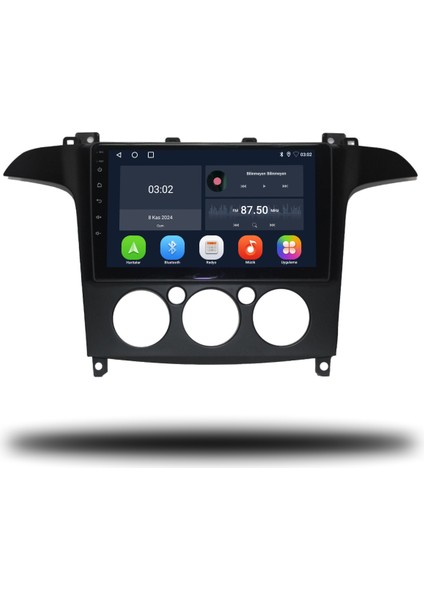 Ford S-Max Android Carplay Multimedya 2006-2014 Manuel Klima 4gb Ram + 64GB Hafıza