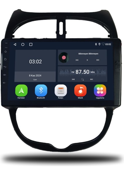 Peugeot 206 Android Carplay Multimedya 1999-2011 6gb Ram + 128GB Hafıza + 8 Çekirdek