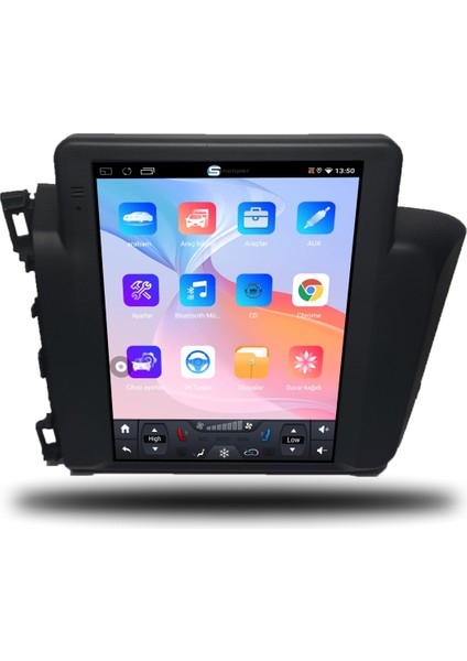 Honda Civic Fb7 Tesla Ekran Android Carplay Multimedya 2012-2015 4gb Ram + 64GB Hafıza