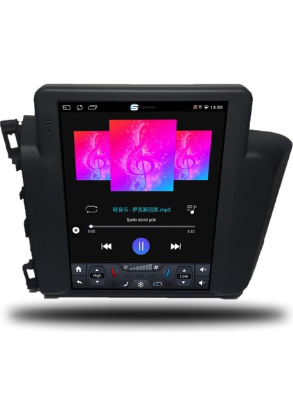 Honda Civic Fb7 Tesla Ekran Android Carplay Multimedya 2012-2015 4gb Ram + 64GB Hafıza
