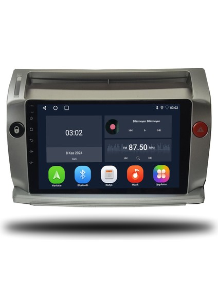 Citroen C4 Android Carplay Multimedya 2005-2010 4gb Ram + 64GB Hafıza