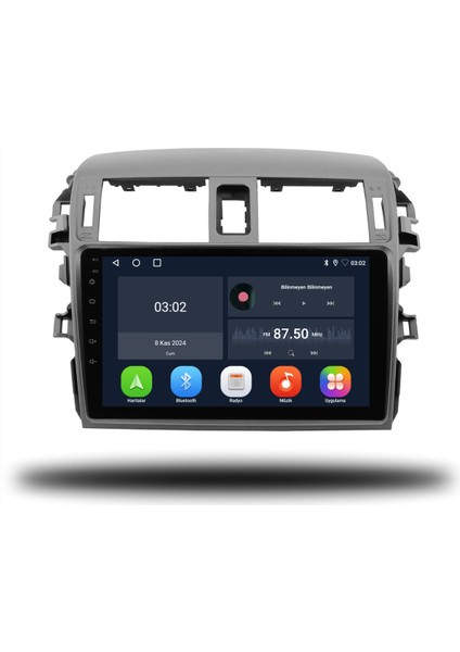Toyota Corolla Android Carplay Multimedya 2007-2011 6gb Ram + 128GB Hafıza + 8 Çekirdek