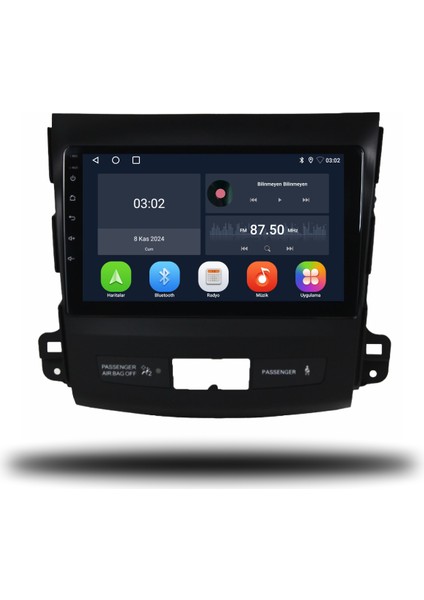 Mitsubishi Outlander Android Carplay Multimedya 2008-2012 6gb Ram + 128GB Hafıza + 8 Çekirdek