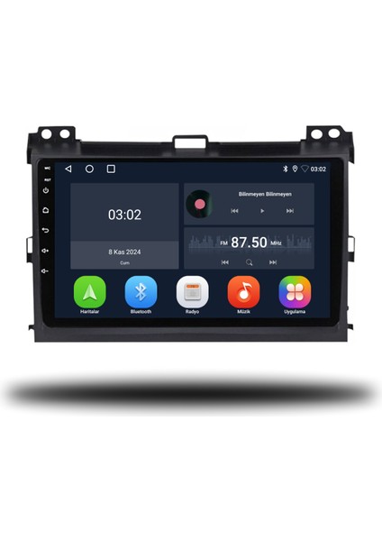 Toyota Land Cruiser Android Carplay Multimedya 2003-2007 6gb Ram + 128GB Hafıza + 8 Çekirdek