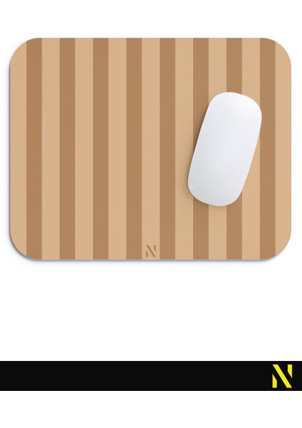 Kahverengi Renkli Çizgili Ergonomik Mouse Pad - 23 cm x 19 cm - Kaydırmaz Taban Ev ve Ofis Kullanımı Için Ideal Fare Altlığı Mousepad fırsatları