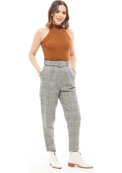 Ekose Desen Kaşe Pantolon