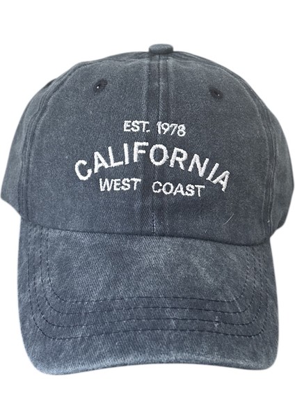 Vintage Görünümlü Unisex Lüks Yıkamalı Nakışlı Şapka - Lacivert