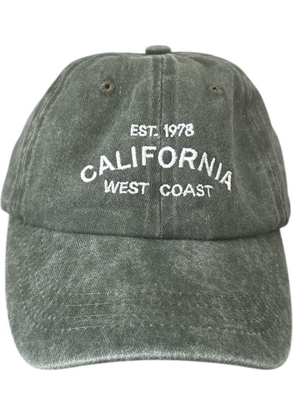 Vintage Görünümlü Unisex Lüks Yıkamalı Nakışlı Şapka - Yeşil