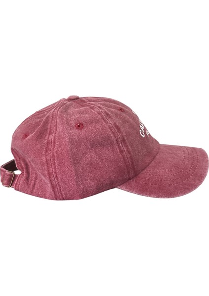 Vintage Görünümlü Unisex Lüks Yıkamalı Nakışlı Şapka - Bordo modelleri