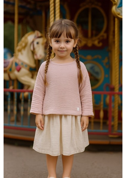 Çift Kat Müslin Uzun Kollu Bluz