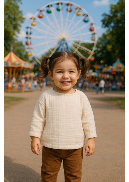 Çift Kat Müslin Uzun Kollu Bluz