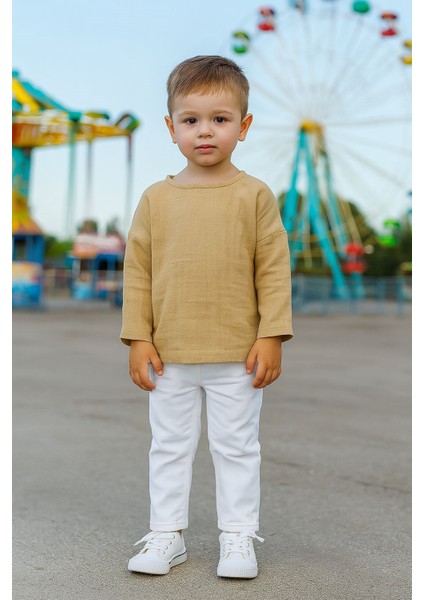 Çift Kat Müslin Uzun Kollu Bluz