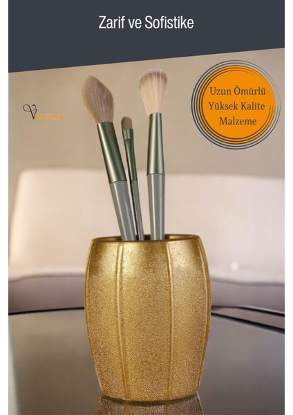 Makyaj Duzenleyici Makyaj Organizeri Makyaj Fırçalığı Makyaj Fırçası Altın Eskitme Renk Model 13