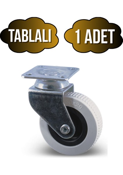 Düz Tabla Frensiz Lüks Masa Tekeri Sehpa Tekeri(Frensiz)(Krom - Gri)(7cm)(Teker ÖLÇÜ:50X20MM)