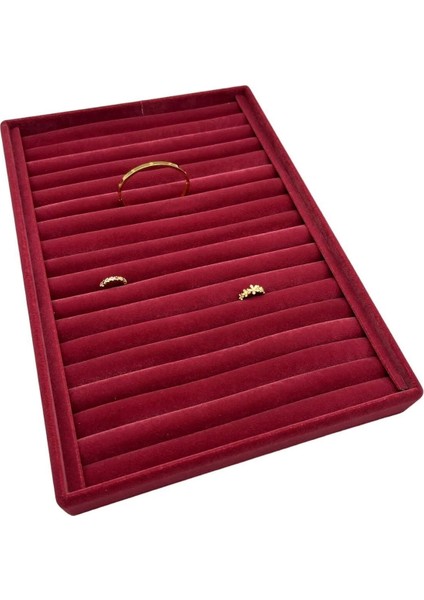 Bordo Süet Kumaş Büyük Boy Yüzük Sergileme Standı 34x24 cm