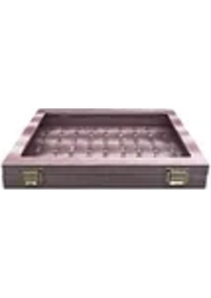 Pembe Deri Kumaş Cam Kapaklı 34 cm / 24 cm Tırnaklı Yüzük Tablası fiyatları