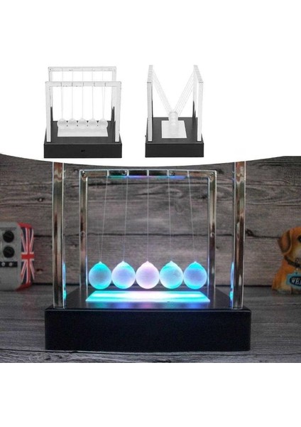 Renkli LED Işıklı Balans Topları Cam Topları Işıklı Vıp Illuminous Newtons Cradle LED Light Ball