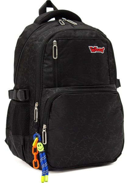 Young 51583 Black Siyah Unisex Çok Cepli Anahtarlık Aksesuarlı Suya Dayanıklı Kapaklı Sırt Çantası fiyatları