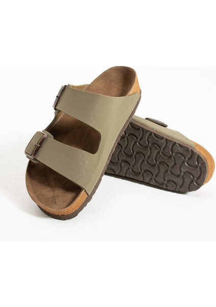 Kadın Haki Çift Tokalı Anatomik Yazlık Terlik fiyatları