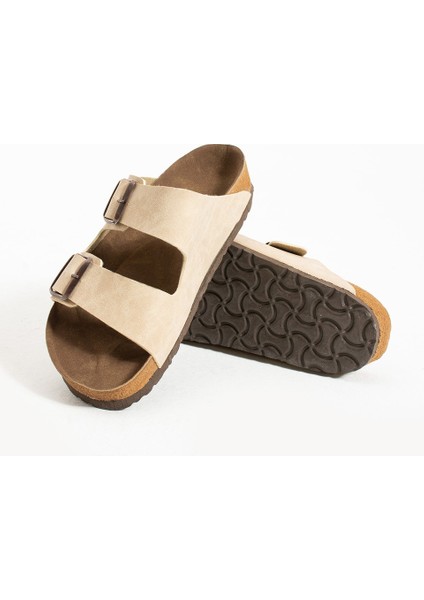 Kadın Bej Çift Tokalı Anatomik Yazlık Terlik modelleri