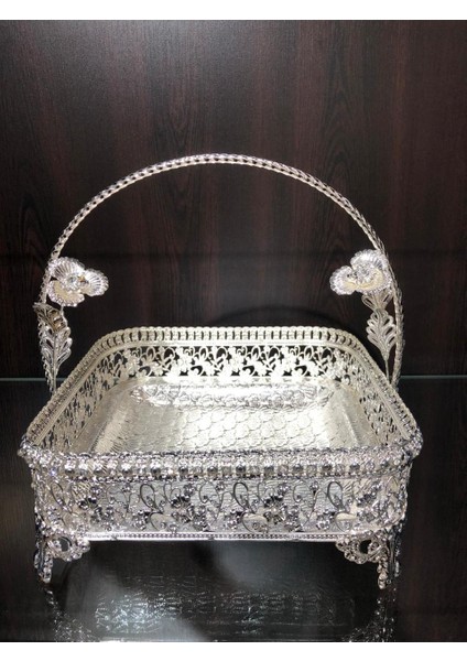 Gümüş Sepet Kristal Taşlı Çikolatalık Meyvelik LKM-252